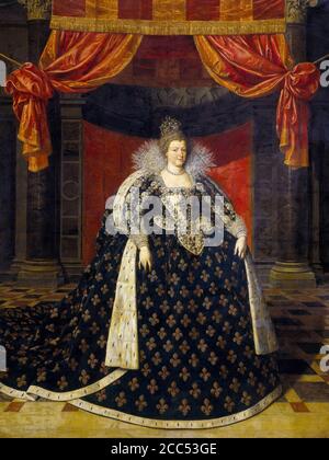 Marie de Medici (1575-1642), Königin von Frankreich, Gemahlin von Heinrich IV., Porträtmalerei von Werkstatt von Frans Pourbus II., 1590-1620 Stockfoto