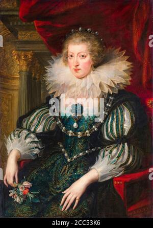 Anne von Österreich (1601-1666), Königin von Frankreich, Ehefrau von Ludwig XIII., König von Frankreich, Porträtmalerei von Werkstatt von Peter Paul Rubens, 1625-1626 Stockfoto