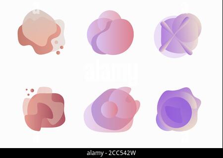 Blots, abstrakte mehrfarbige Pastelltropfen für die Gestaltung von Anwendungshintergründen, Social-Media-Hintergründe. Fließende Farbübergänge in Tropfenformen Stock Vektor