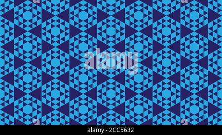 Abstrakte Geometrische Nahtlose Muster Design-Vorlage. Polygonale Dreiecke Ornament. Tapete Mit Dreieckigen Formen. Blaues Farbschema. Stock Vektor