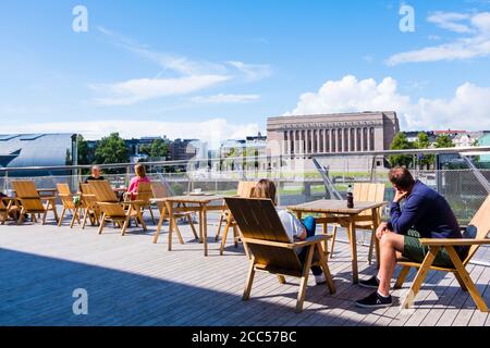 Terrasse, Oodi, Zentralbibliothek, Helsinki, Finnland Stockfoto