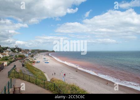 Landschaftsfoto vom Strand von Budleigh Salterton in Devon Stockfoto
