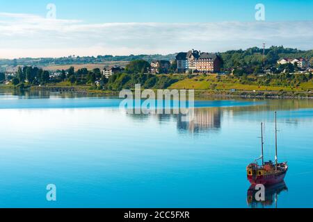 Puerto Varas am Ufer des Llanquihue-Sees, X Region de Los Lagos, Chile Stockfoto