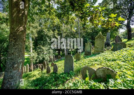 Der jüdische Friedhof in Třebíč aus der ersten Hälfte des 17. Jahrhundert in der UNESCO-Liste des Weltkulturerbes im Jahr 2003 Stockfoto