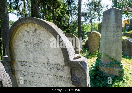 Der jüdische Friedhof in Třebíč aus der ersten Hälfte des 17. Jahrhundert in der UNESCO-Liste des Weltkulturerbes im Jahr 2003 Stockfoto