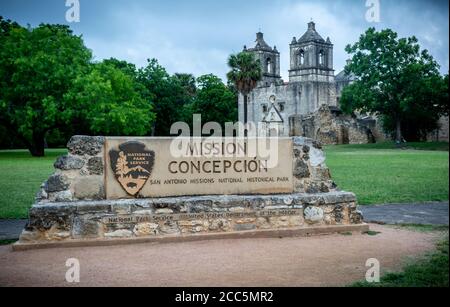 San Antonio, Texas/USA - Mai 27 2019: Mission Concepcion National Park Service Stockfoto