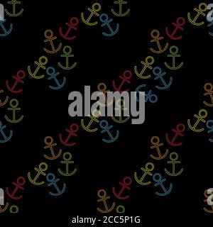 Nahtloses Muster mit Anker. Kann auf Verpackungspapier, Stoff, Hintergrund für verschiedene Bilder verwendet werden, Stock Vektor