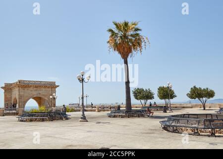 Stadtzentrum Cagliari Platz neben bastione di saint Remy Stockfoto
