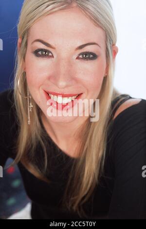 Blond Geschäftsfrau in Ihrem Corporate HQ, USA Stockfoto