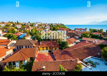 Kaleici Altstadt Luftpanorama in Antalya Stockfoto