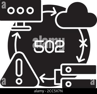 Fehlerhafte Gateway-Benachrichtigung: Schwarzes Glyphensymbol Stock Vektor