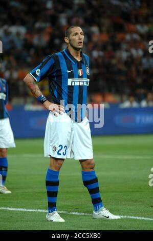 Mailand Italien, 19. August 2007, 'G.MEAZZA' Stadion, Fußball-Super-Cup Trophy 2007, FC Inter - AS Roma : Marco Materazzi während des Spiels Stockfoto