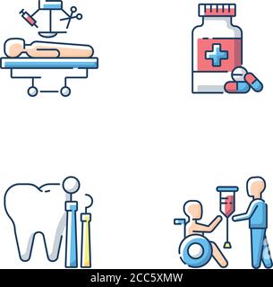 Medizinische Dienste RGB-Farbsymbole eingestellt Stock Vektor