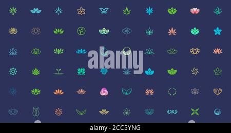 Pflanze und Blume Logo Design-Vorlage Bündel. Geeignet für Schönheit und Gesundheit Business-Marke Stock Vektor
