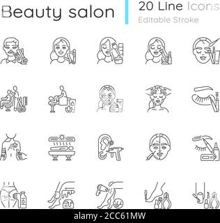 Beauty Salon lineare Symbole gesetzt Stock Vektor