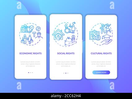 Menschenrechtsgruppen Onboarding mobile App Seite Bildschirm mit Konzepten Stock Vektor