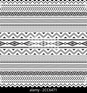 Tribal Nahtloses Muster geometrisch Nahtloses azteken Muster Design in schwarz Und weiße Farbe Stock Vektor