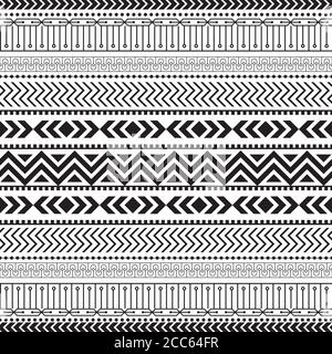 Tribal Nahtloses Muster geometrisch Nahtloses azteken Muster Design in schwarz Und weiße Farbe Stock Vektor