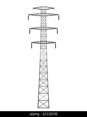 Stromversorgungsnetz Turm isoliert Stockfoto