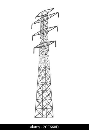 Stromversorgungsnetz Turm isoliert Stockfoto