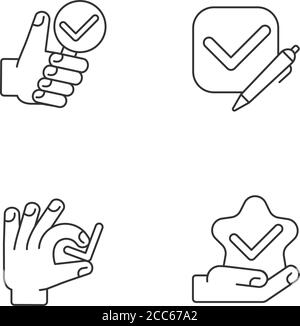 Überprüfen Sie die Auswahl der linearen Symbole Stock Vektor