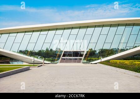 DUBAI, VAE - Februar 27, 2019: Etihad Museum sammelt und zeigt das Erbe der Vereinigten Arabischen Emirate, in der Stadt Dubai in den Vereinigten Arabischen Emiraten entfernt Stockfoto