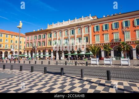 Nizza, Frankreich - 27 SEPTEMBER 2018: Place Massena Square in Nizza, Côte d'Azur in Frankreich Stockfoto