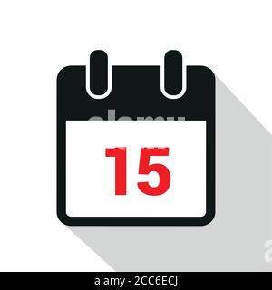 Einfaches Kalendersymbol 15 auf weißer Hintergrundvektor-Abbildung EPS10 Stock Vektor