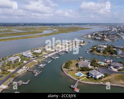 Luftaufnahme von Garden City Beach in South Carolina an der Atlantikküste. Stockfoto