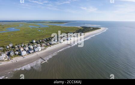 Luftpanorama von Folly Beach, South Carolina. Stockfoto