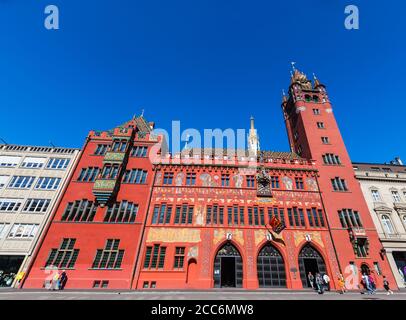 Basel, Schweiz - 10. Mai 2015 - das historische Rathaus von Basel, ein fünfhundert Jahre altes Gebäude am Marktplatz in Basel, Schweiz Stockfoto