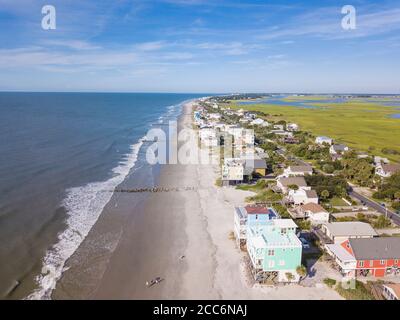 Luftaufnahme von Folly Beach, South Carolina. Stockfoto