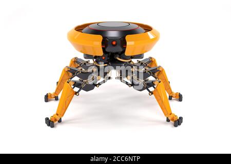 Konzept des Roboterhelfers oder bot mit mechanischen Armen auf weißem Hintergrund. Stockfoto