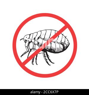 Schild mit einem Floh. Vektorgrafik. Stock Vektor