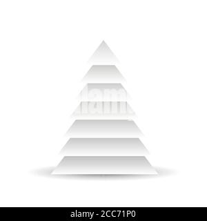 Weihnachtsbaum aus weißen geschichteten Dreiecken auf weißem Hintergrund. 3D-Vektordarstellung mit abfallender Schattierung. Stock Vektor