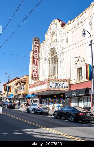 Das Castro Theater in San Francisco, CA wurde von Timothy L. Pflueger entworfen und wurde 1922 erbaut. Es ist wegen der Gesundheitskrise von Covid-19 vorübergehend geschlossen Stockfoto