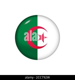 Runde Flagge von Algerien. Vektorgrafik. Knopf, Symbol, glänzendes Emblem Stock Vektor