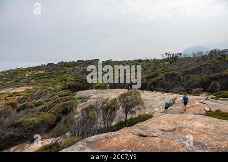 Wanderer in Trousers Point, Flinders Island, Furneaux Group, Tasmanien Stockfoto