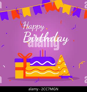 Gruß alles gute zum Geburtstag in Banner Quadrat Social Media Post Stock Vektor