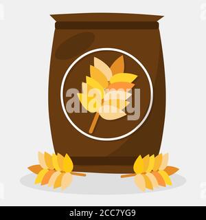 Weizen in einem Sack Vektor-Illustration in flachem Stil Stock Vektor