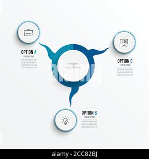 Abstrakte Elemente der Grafik-Infografik-Vorlage mit Etikett, integrierte Kreise. Geschäftskonzept mit 3 Optionen. Für Inhalt, Diagramm, Flussdiagramm, Schritt. Stock Vektor