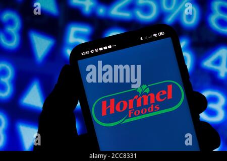 In dieser Abbildung ist das Hormel Foods Corporation Logo auf einem Smartphone zu sehen. Stockfoto