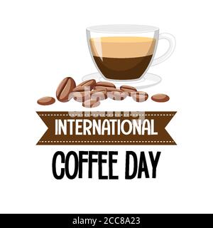 Internationale Kaffee Tag Brief Banner Illustration Stock Vektor