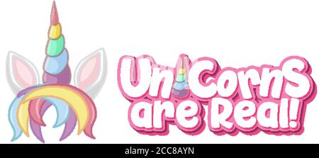 Einhorn sind echte Logo in Pastellfarbe mit niedlichen Einhorn Abbildung Stock Vektor