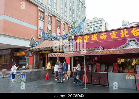 Taipei, Taiwan - Tempel des Gottes der Stadt Xiahai in Taipei, Taiwan. Stockfoto