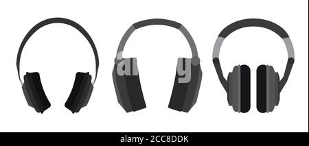 Bildsatz mit flachen Kopfhörern. Vektor-Element für Ihre Kreativität Stock Vektor