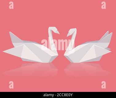 Vektor-Illustration eines Paares Papier Origami Schwäne. Liebe. Vektor-Element für Ihre Kreativität Stock Vektor