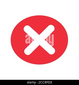 Nein /falsch / Abbrechen / Cross Symbol .Web Symbolvektor Abbildung, rot auf weißem isoliertem Hintergrund Stock Vektor