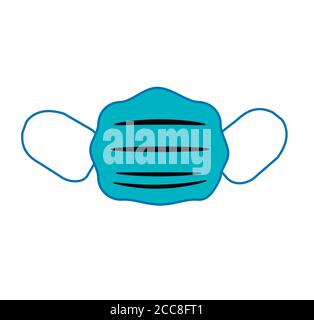 Medizinische Maske blaues Icon.Illustration des Schutzes gegen Virus, Infektion, Verschmutzung, Allergie.isoliert auf weißem Hintergrund. Stock Vektor