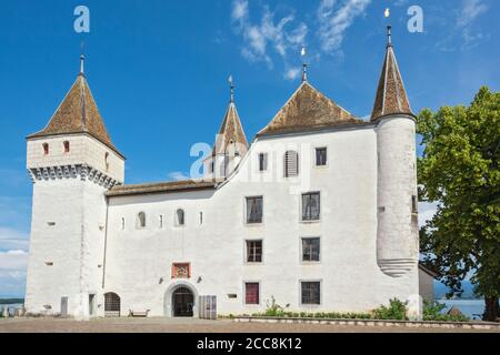 Schweiz, Kanton Waadt, Nyon, Place du Chateau, Schloss Stockfoto